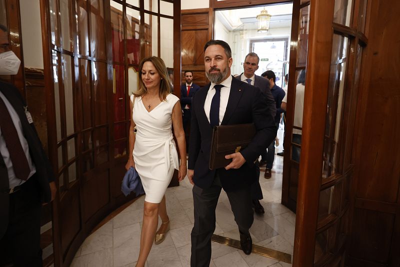 El líder de VOX, Santiago Abascal, llega al Congreso de los Diputados