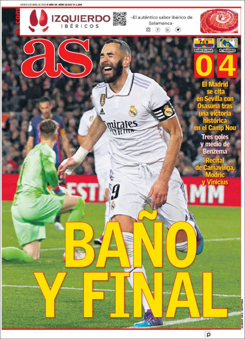 "Baño y a la final" es el titular de AS