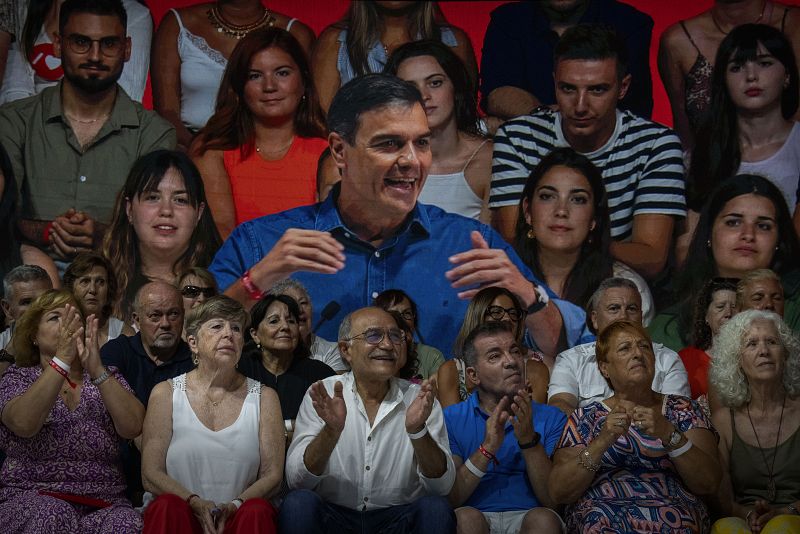 Pedro Sánchez, durante un mitin en Barcelona.