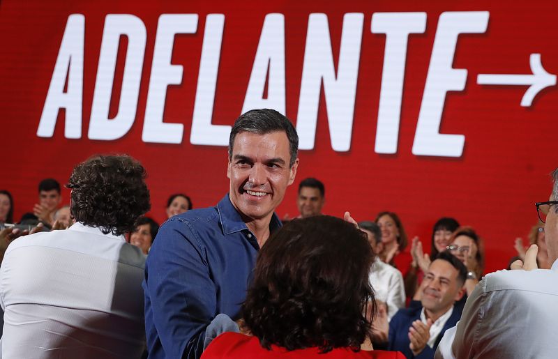 El candidato del PSOE y presidente del Gobierno, Pedro Sánchez, durante un acto en San Sebastián