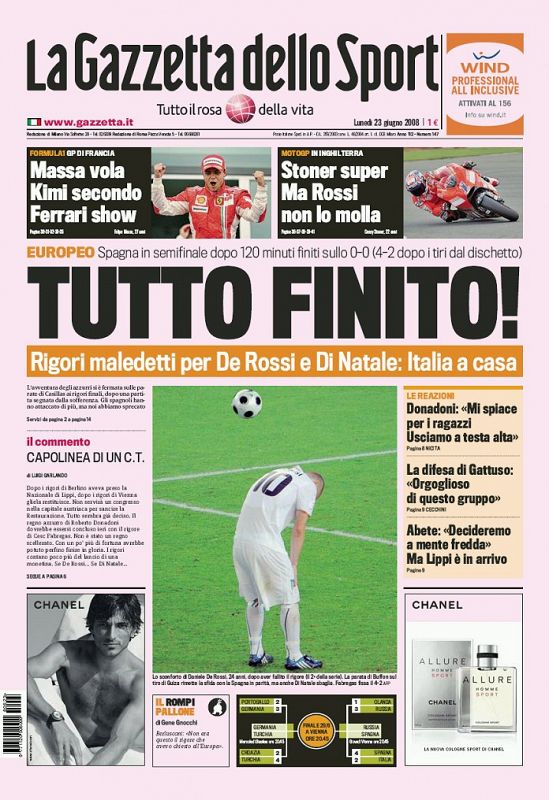 Portada de la edición impresa de 'La Gazzetta dello Sport'