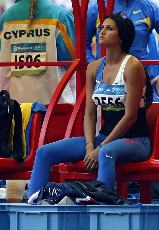 Franco of Paraguay competes in the women's javelin throw qualifying round at the Beijing 2008 Olympic Games in the National Stadium