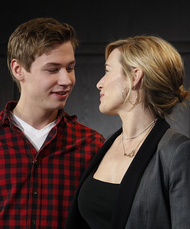 British actress Winslet and German actor David Kross pose during a photocall to promote the movie 'The Reader' of the 59th Berlinale film festival in Berlin