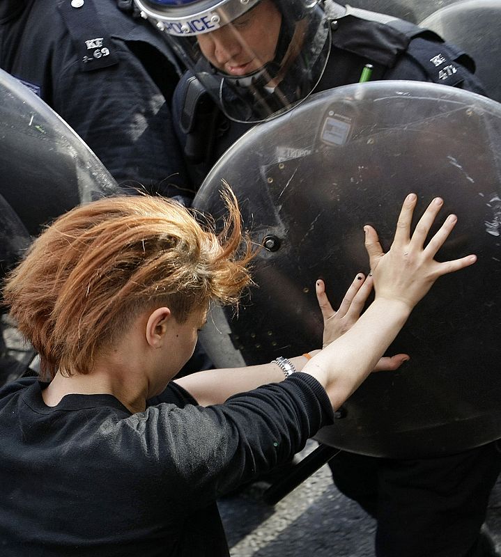 Manifestantes cerca del Banco de Inglaterra