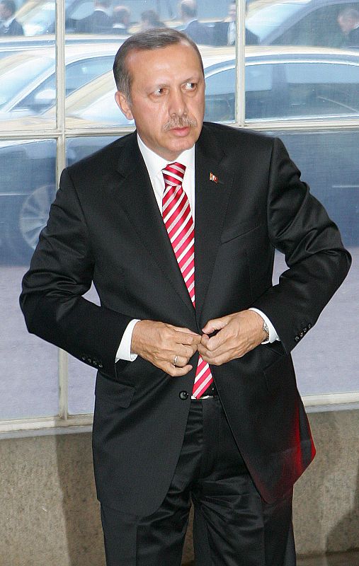El primer ministro turco, Recep Tayyip Erdogan, a su llegada al Palacio de Buckingham