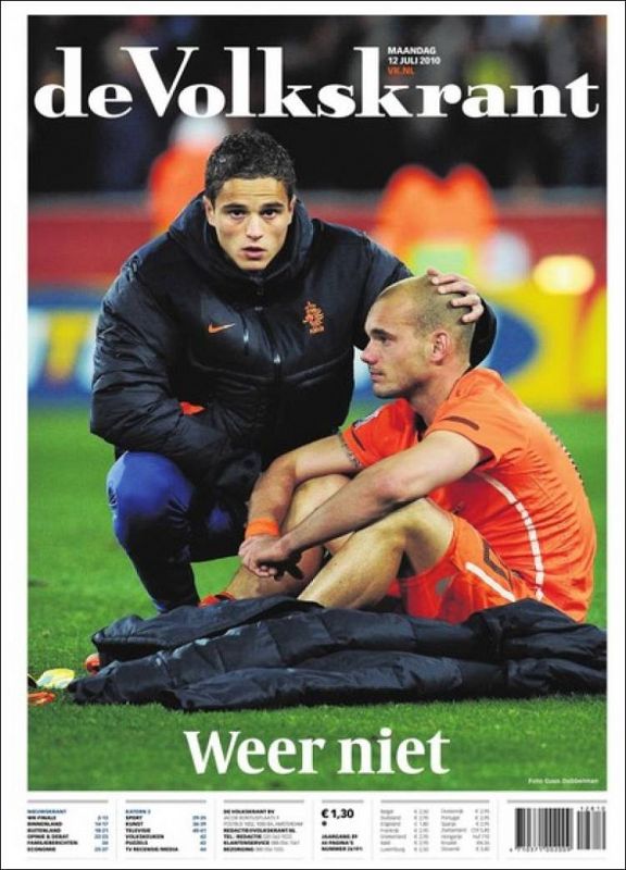 La imagen lo dice todo. El diario holandés titula "Otra vez no". La historia se repite para Holanda