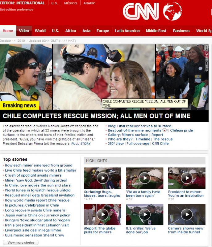 Portada digital de la CNN