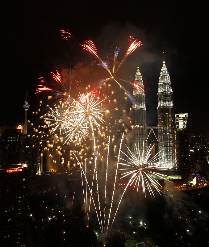 Las Torres Petronas de Kuala Lumpur también han celebrado el nuevo año