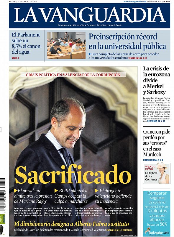 LA VANGUARDIA: "Sacrificado"