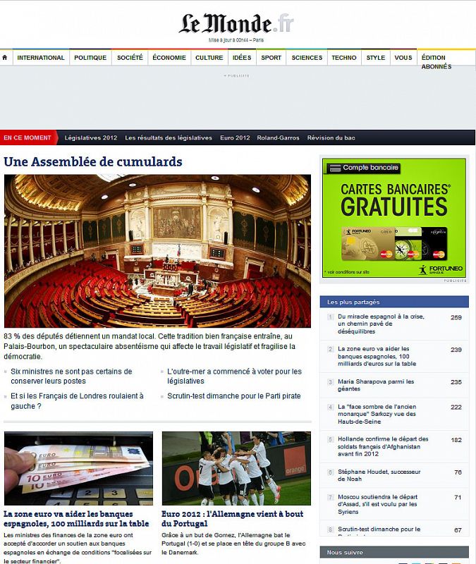 El rescate a la banca española en la edición digital de 'Le Monde'