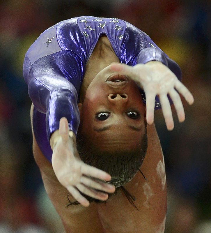 Gabrielle Douglas of the U.S. performs on the balance beam during the women's gymnastics qualification at the London 2012 Olympic Games