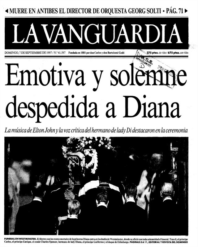Portada del domingo 7 de septiembre de 1997 del diario 'La Vanguardia'