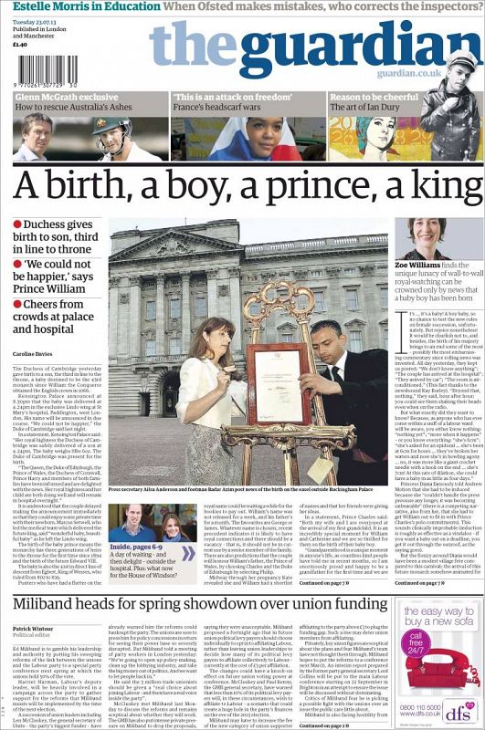 'The Guardian' sentencia: "Un nacimiento, un niño, un príncipe, un rey".