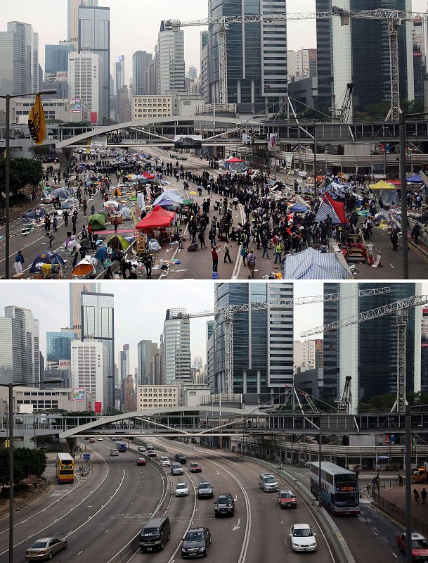 El tráfico ha vuelto al centro de Hong Kong tras el fin de las protestas prodemocracia