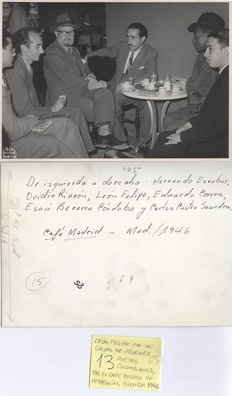 Reunión con poetas colombianos, Café Madrid, 1946