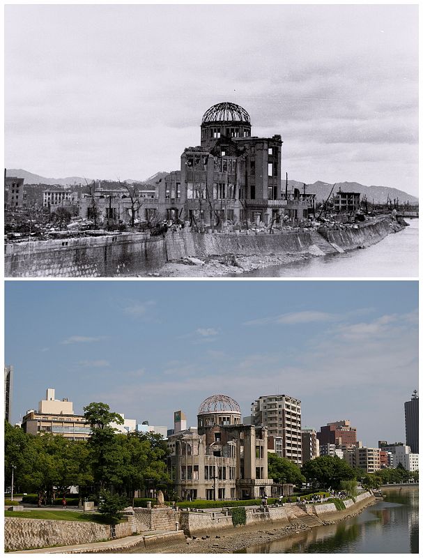 Situado a 164 metros del epicentro de la explosión en Hiroshima, el Salón de la Promoción Industrial, conocido ahora como cúpula Genbaku, fue el único edificio que resistió y actualmente su silueta se ha convertido en el símbolo de aquellos ataques.