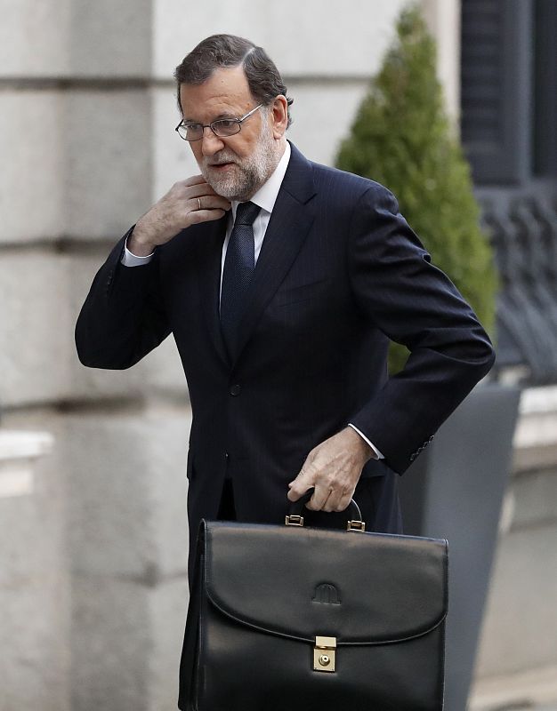 Mariano Rajoy, a su llegada esta mañana al Congreso de los Diputados.