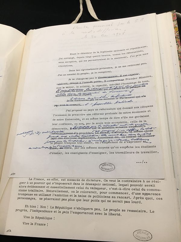 Versión con correcciones del discurso de De Gaulle a la nación francesa