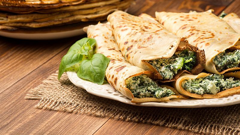 Receta de tortilla rellena de verduras cremosas