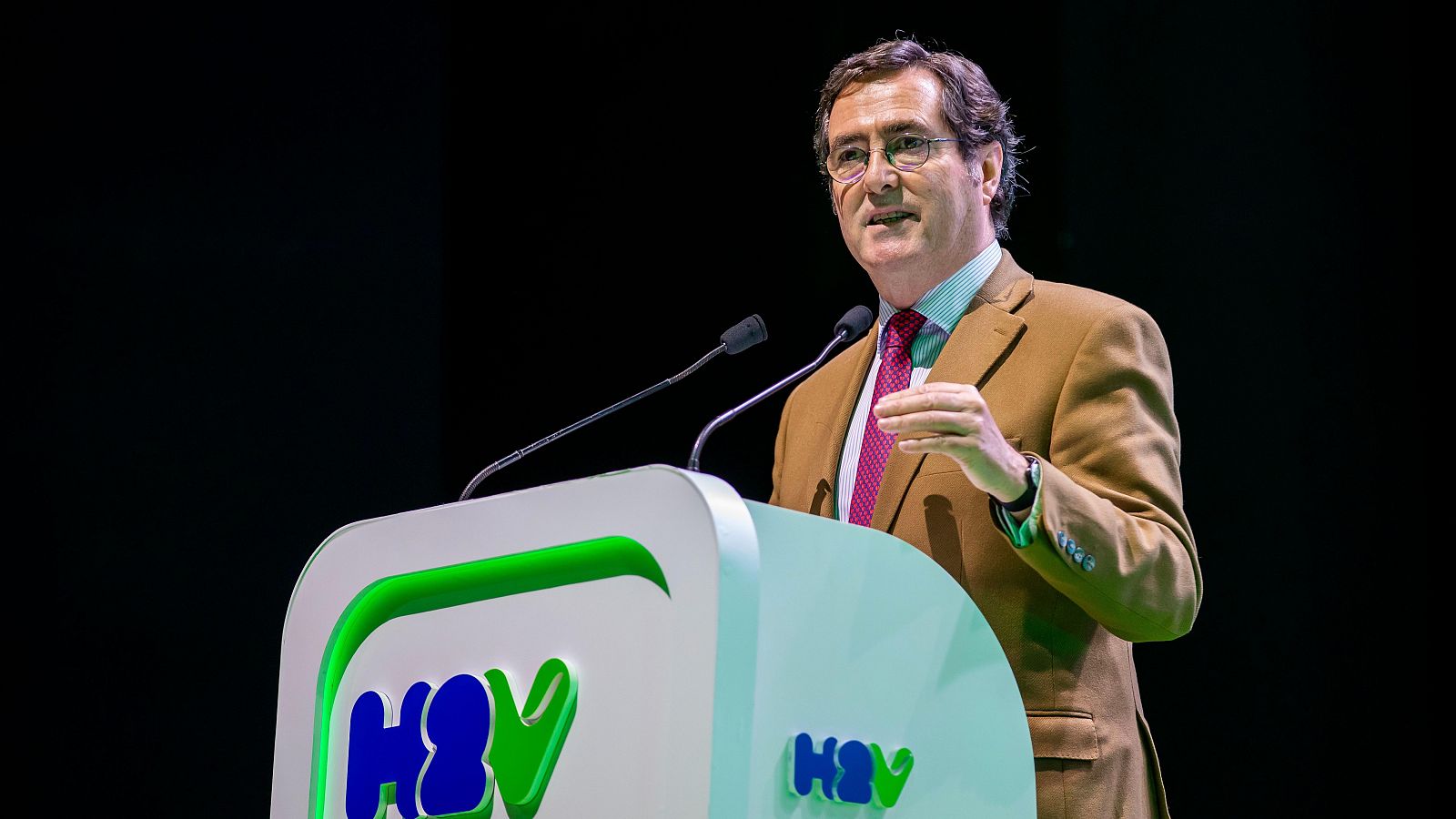 El presidente de la CEOE, Antonio Garamendi, en el I Congreso Nacional de Hidrógeno verde celebrado en Huelva