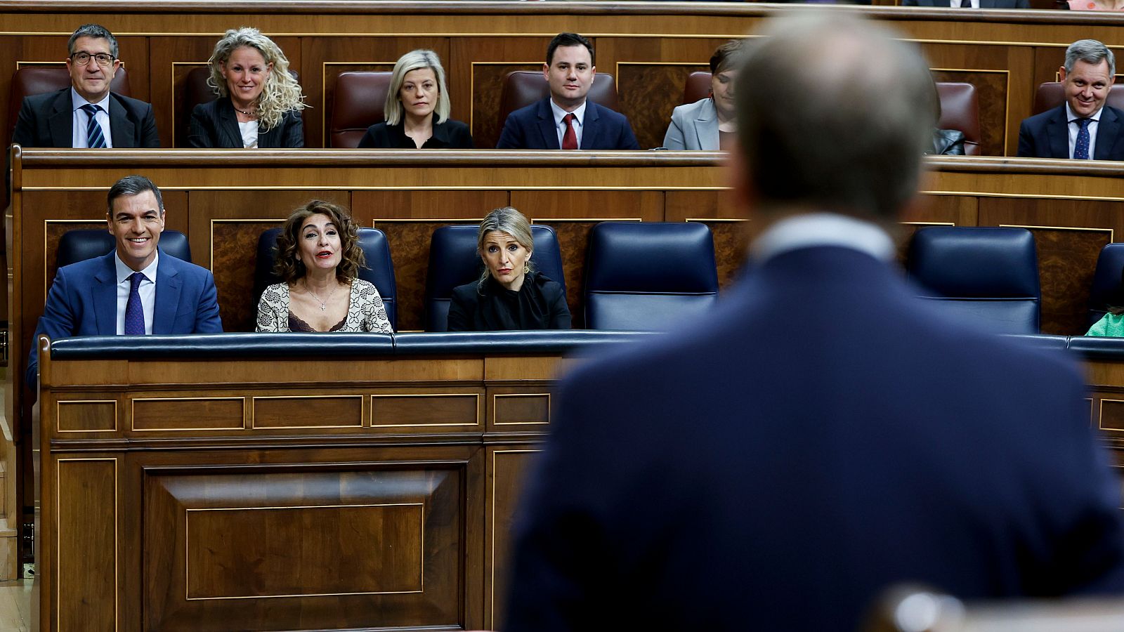 Alberto Núñez Feijóo y Pedro Sánchez, en la sesión de control al Gobierno en el Congreso