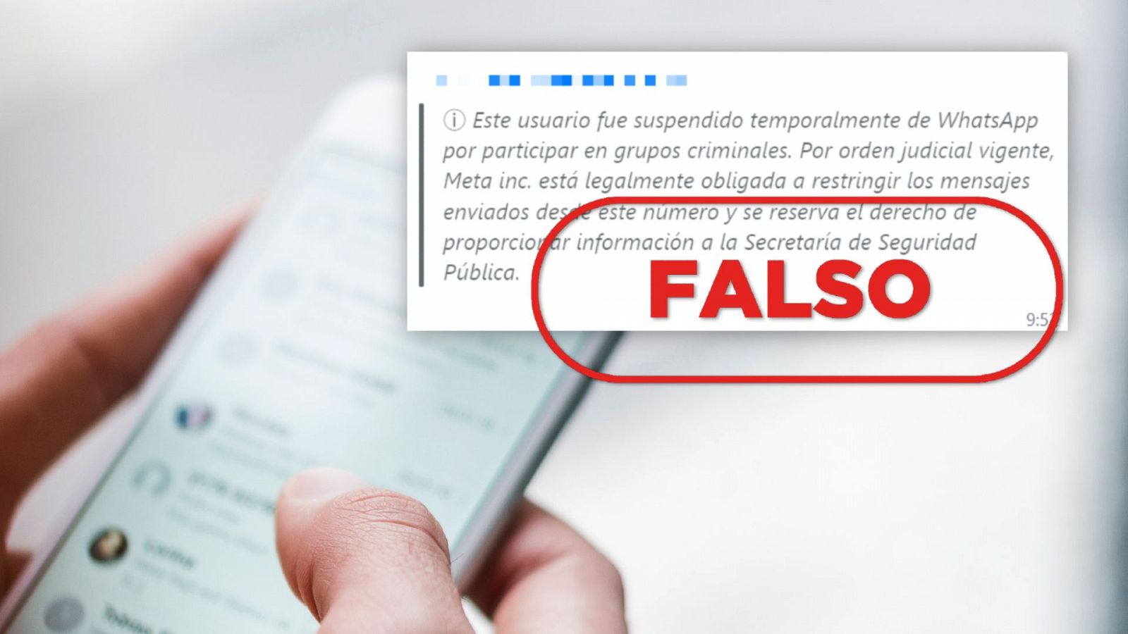 WhatsApp no anuncia la suspensión de una cuenta con este mensaje, es falso