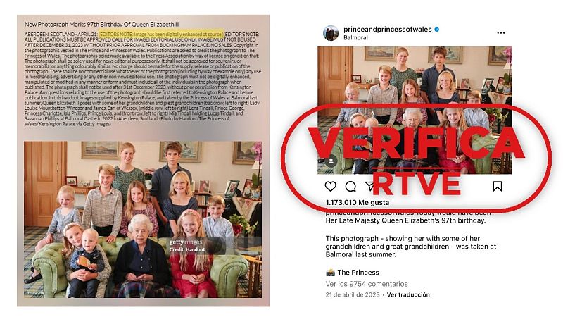 Fotografía tomada por Kate Middleton alterada digitalmente según Getty Images y Reuters