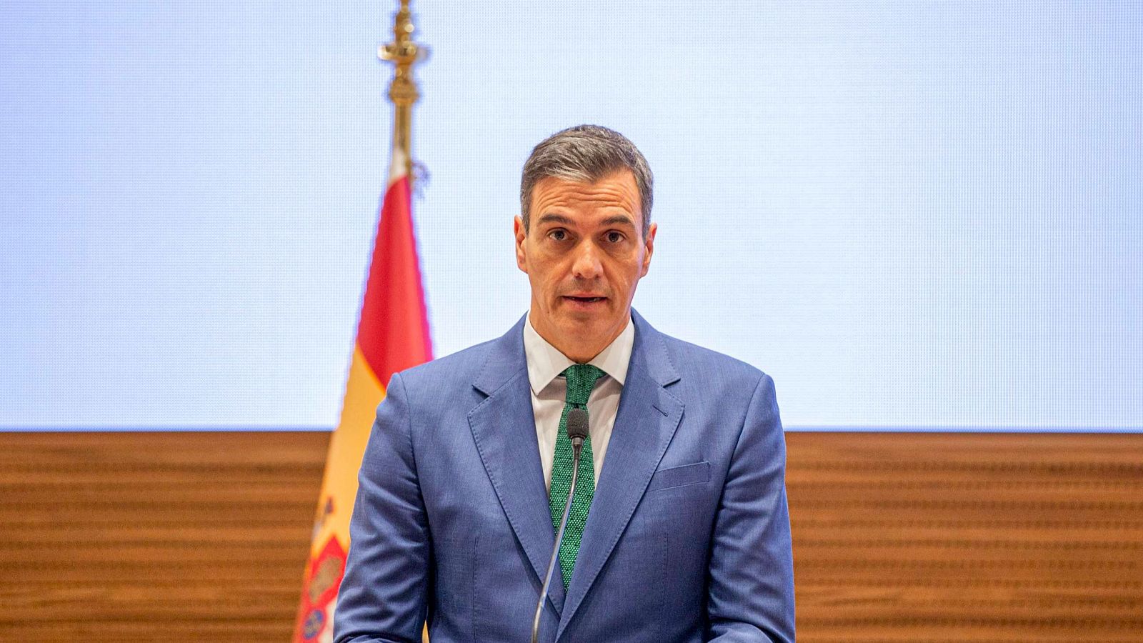 El presidente del Gobierno, Pedro Sánchez, en una rueda de prensa