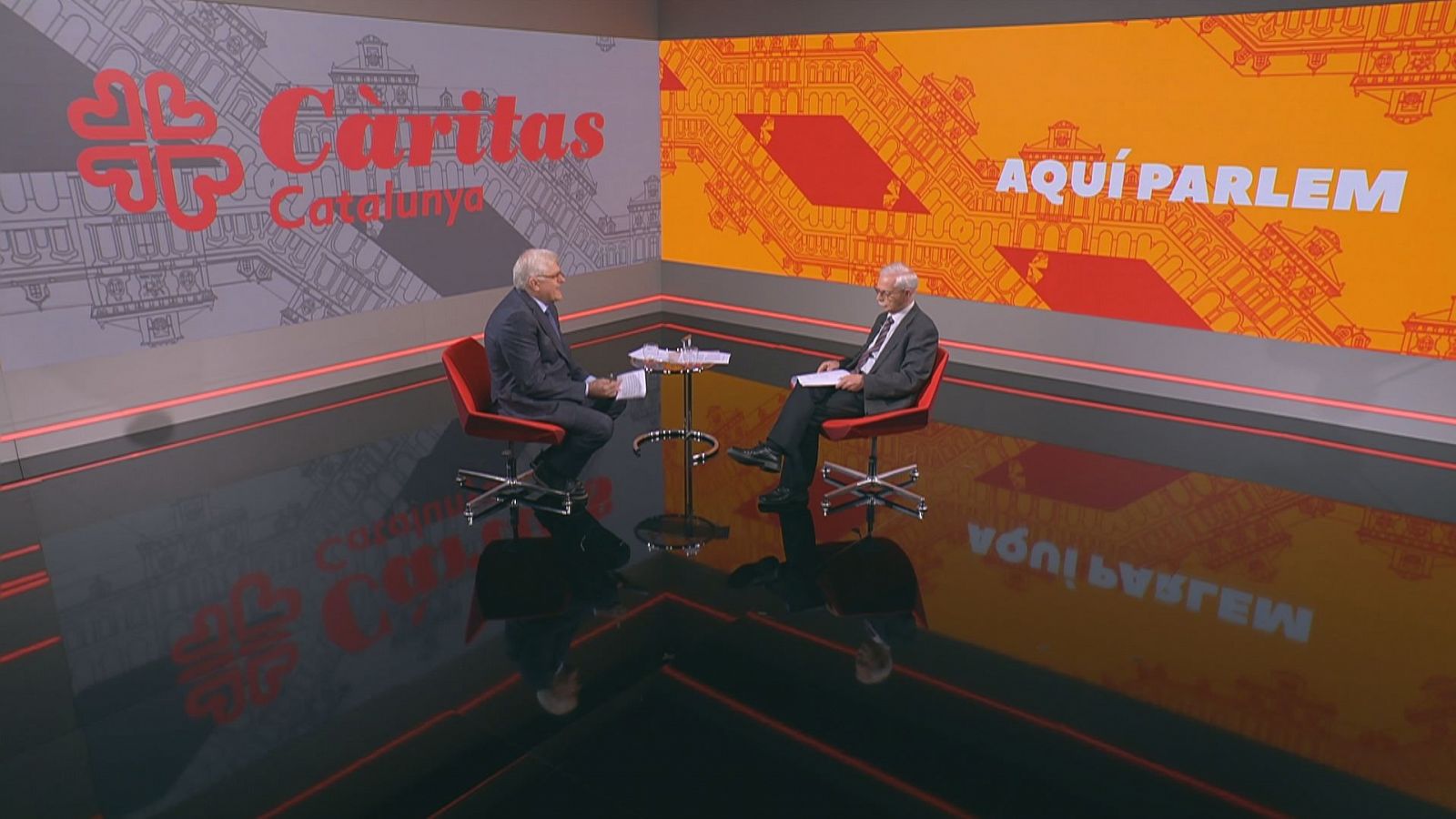 Lluís Falgàs i Francesc Roig al plató d''Aquí parlem'