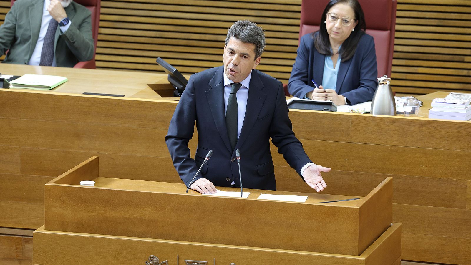 El president de la Generalitat Valenciana, Carlos Mazón, en la sesión de control