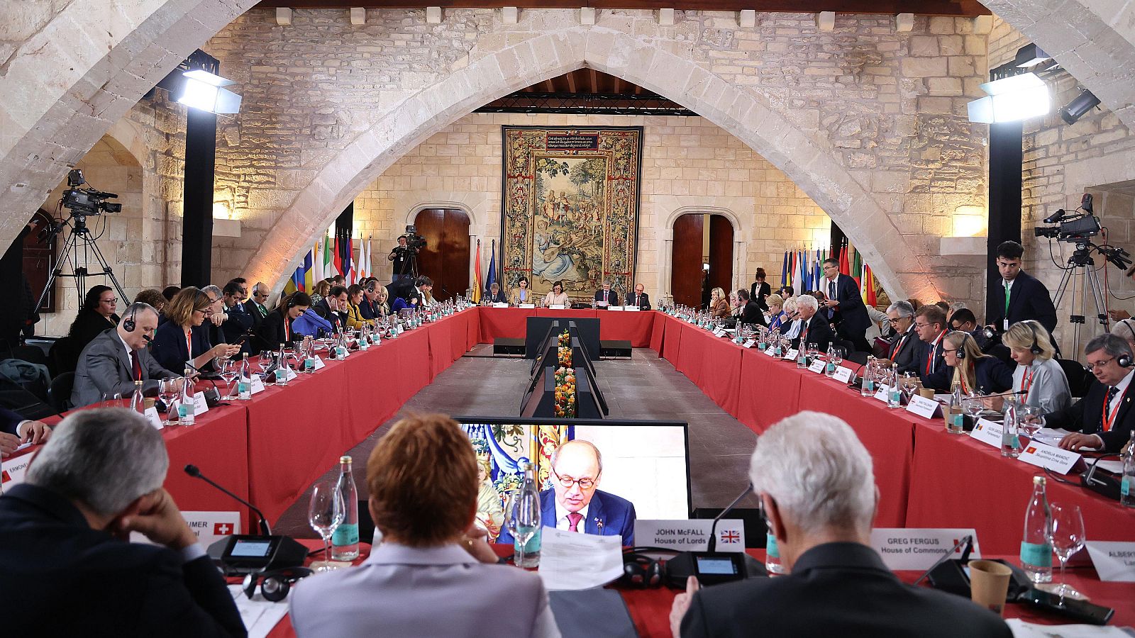 Vista general durante la segunda sesión de la Conferencia de Presidentes de Parlamento de la UE.