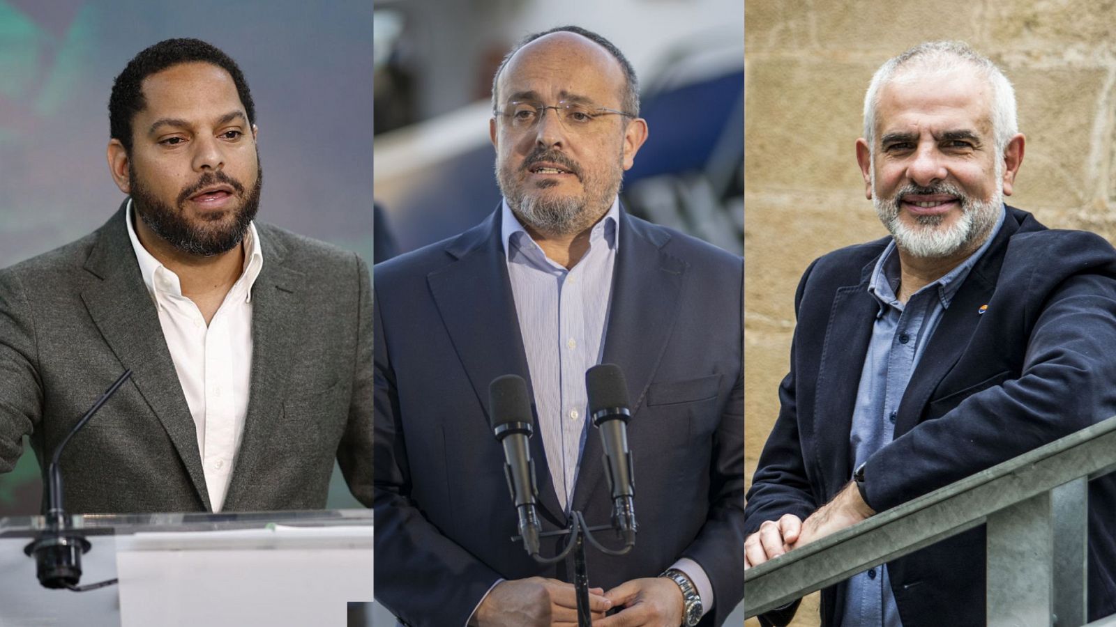 Los candidatos de Vox, PP y Cs en las elecciones catalanas: Ignacio Garriga, Alejandro Fernández y Carles Carrizosa