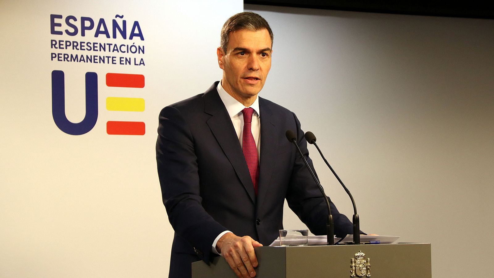 El president del Govern, Pedro Sánchez, durant una roda de premsa