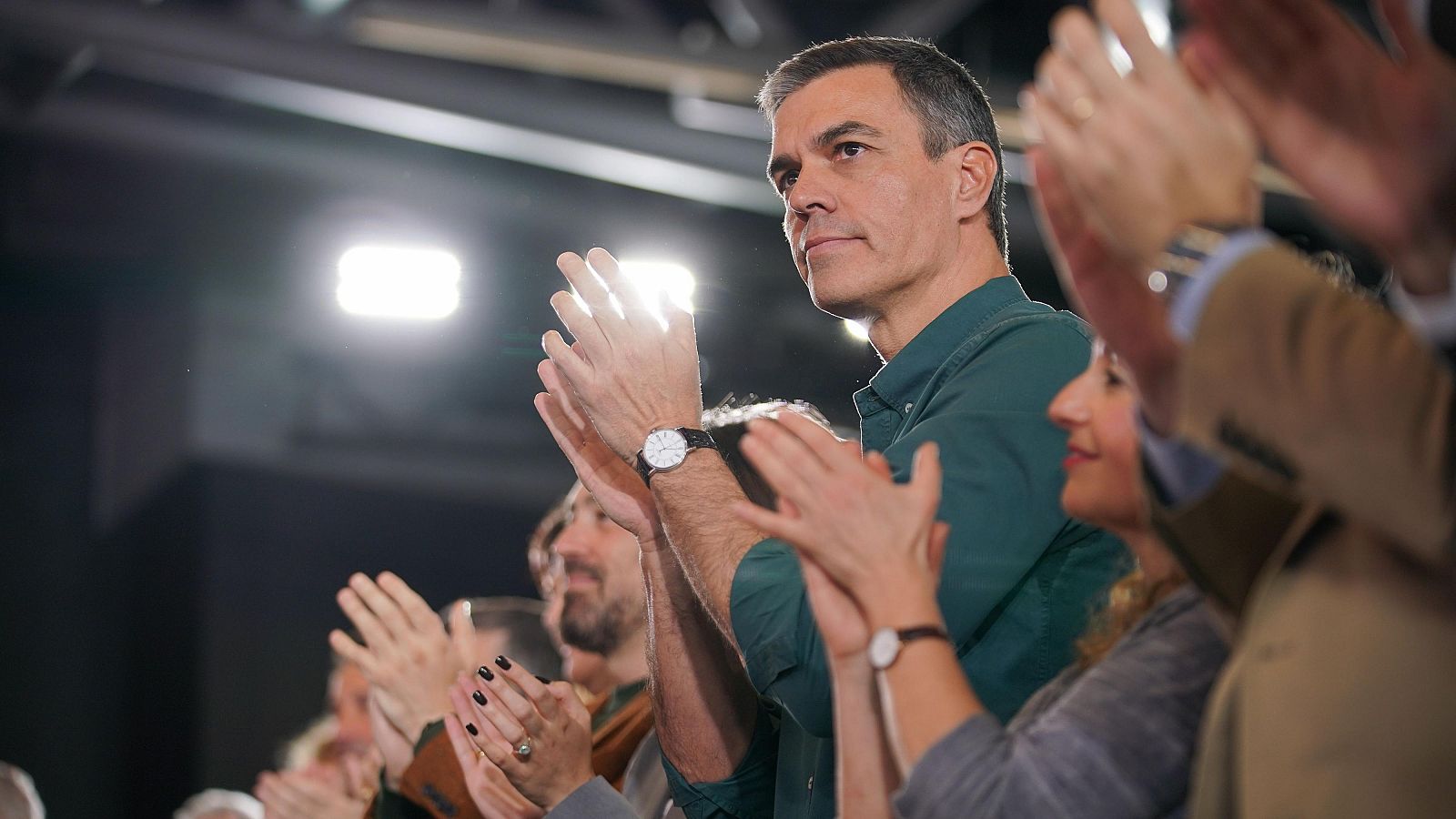 Pedro Sánchez durante un acto de cierre de campaña del PSOE en Euskadi