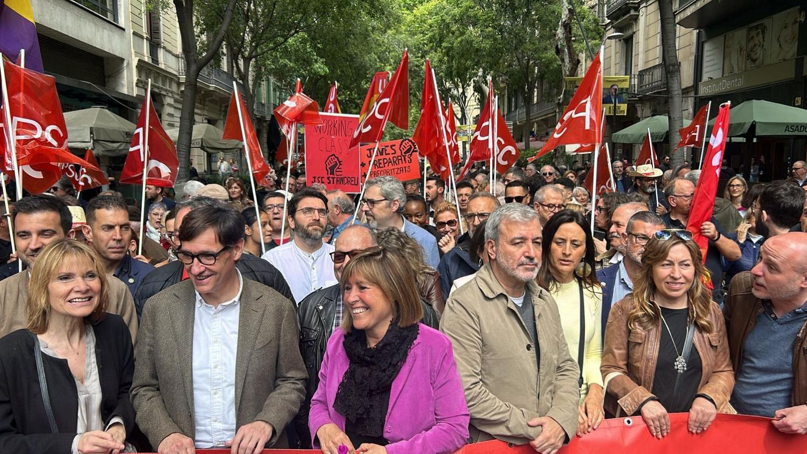 El PSC participa en la manifestació de l'1de maig