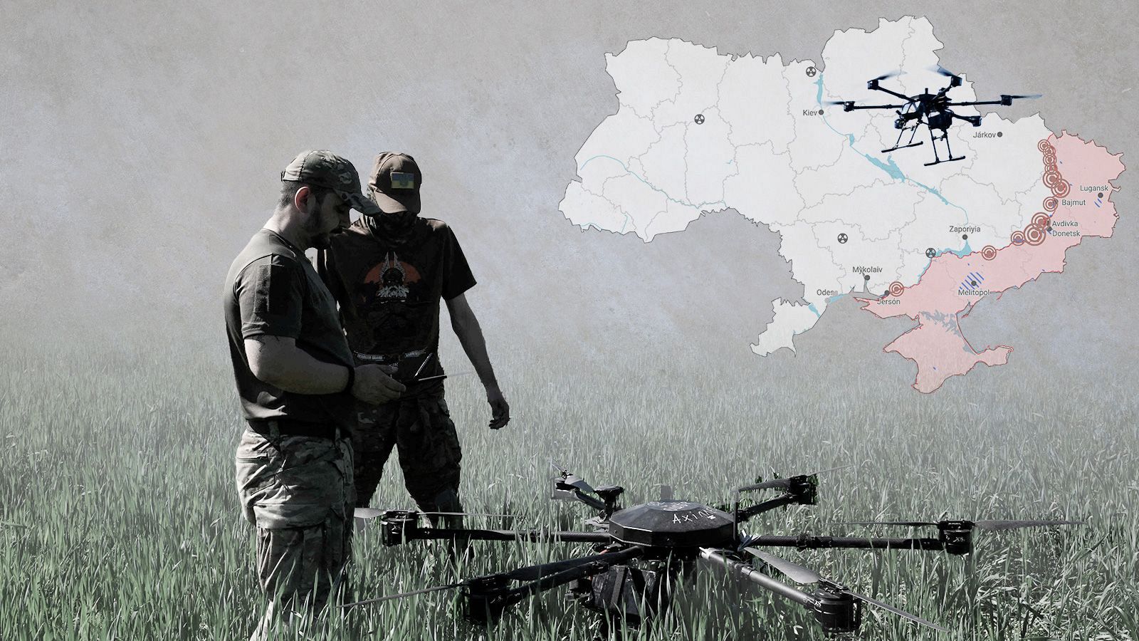 Militares ucranianos preparando vuelos de prueba con un dron en Donetsk.