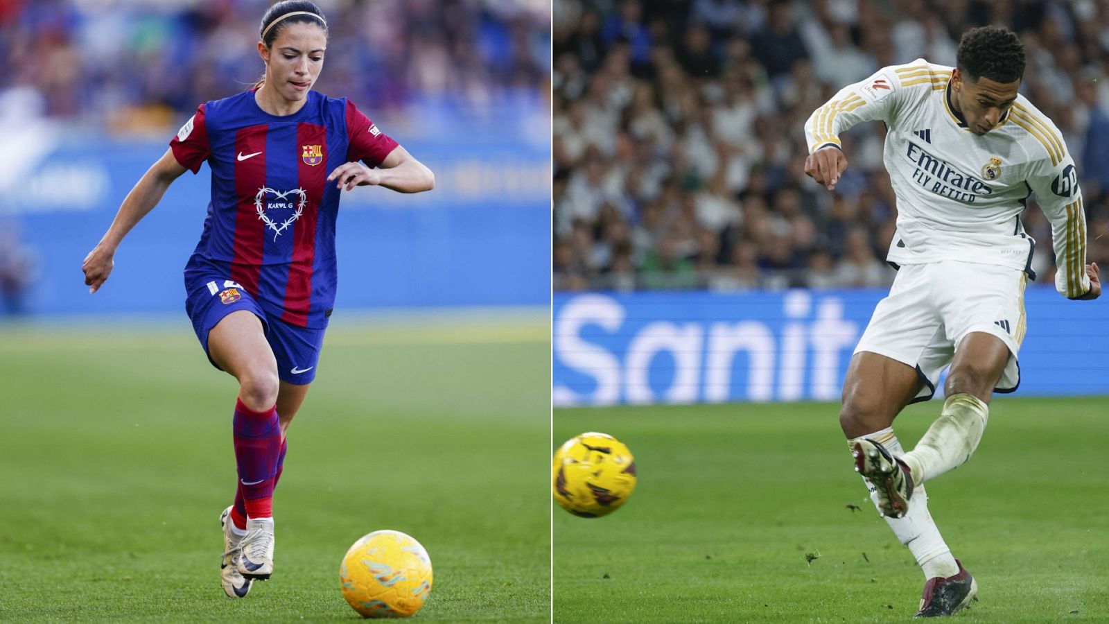 Aitana Bonmatí y Jude Bellingham, estrellas de Barça y Madrid respectivamente.