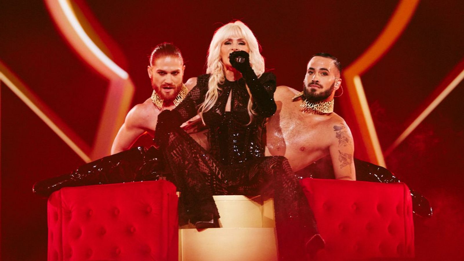 Nebulossa rehearsing ZORRA for Spain at the Second Rehearsal of the Grand Final at Malmö Arena