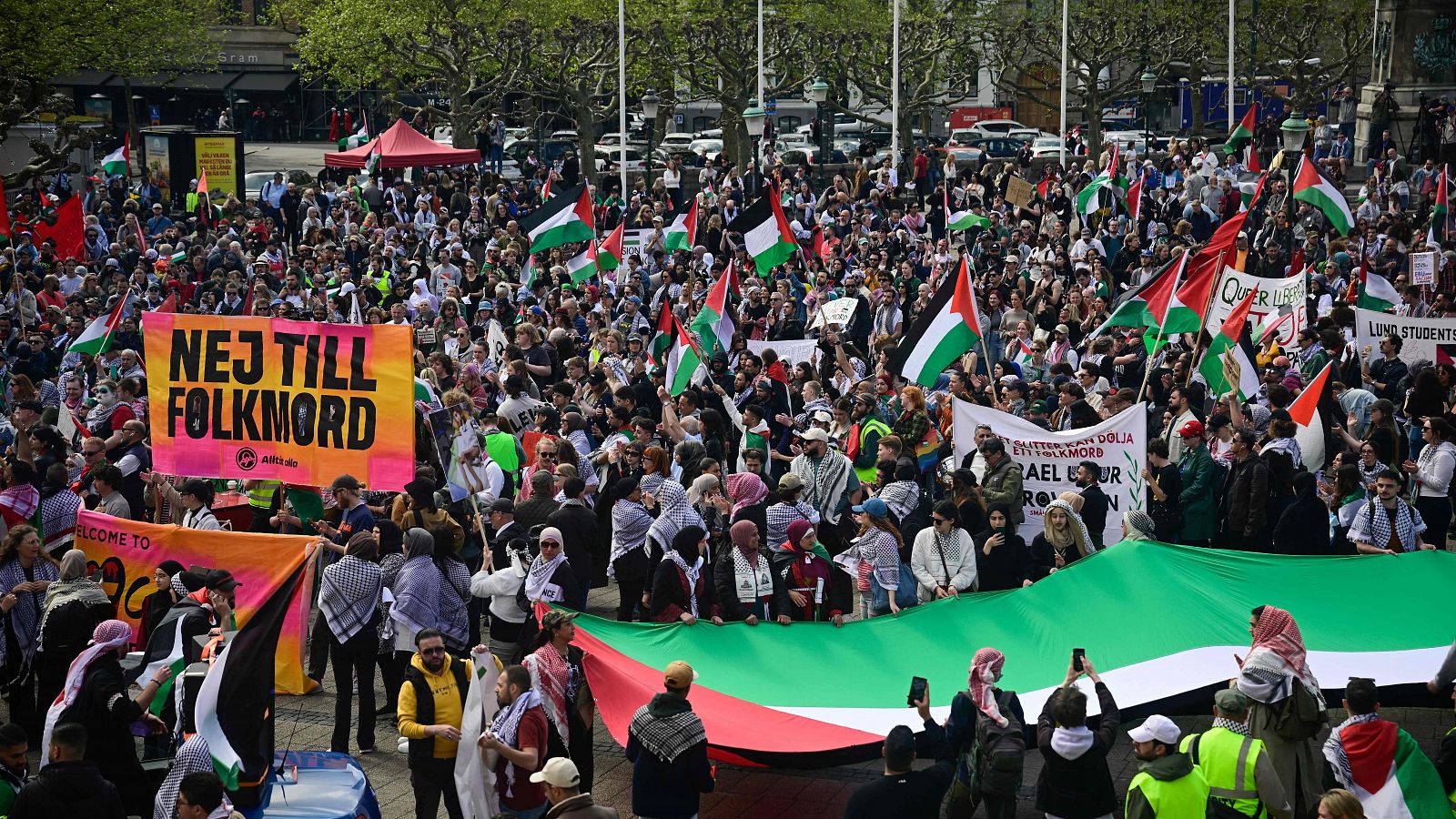 Manifestación propalestina en Malmo contra la participación de Israel en Eurovisión