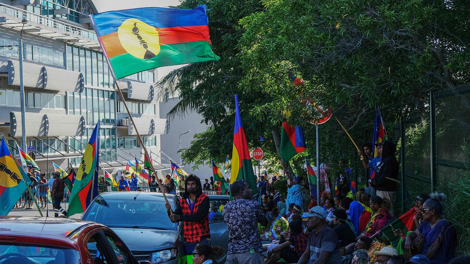 Manifestantes en Numea, capital de Nueva Caledonia