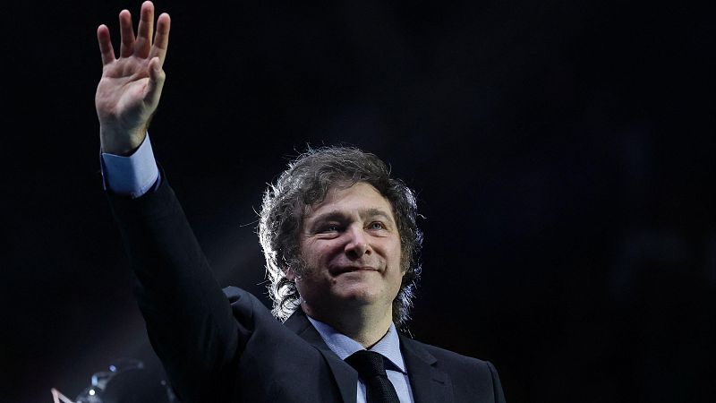 El presidente de Argentina, Javier Milei, durante la convención de Vox "Europa Viva 24"