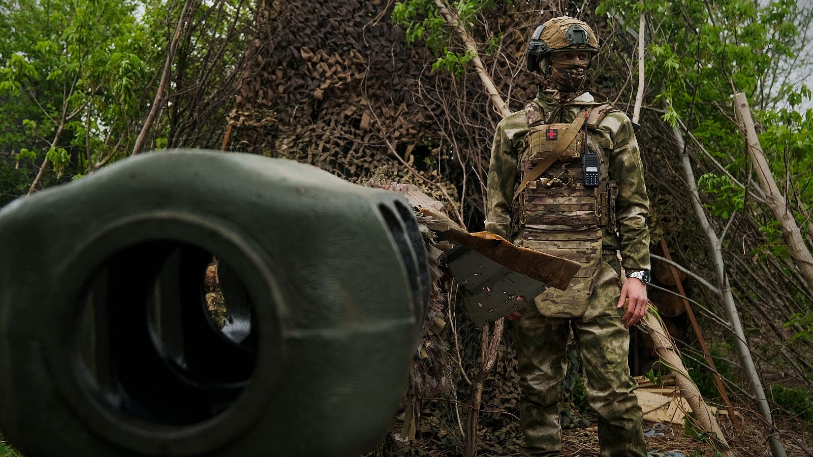 Un soldado ruso en el frente.