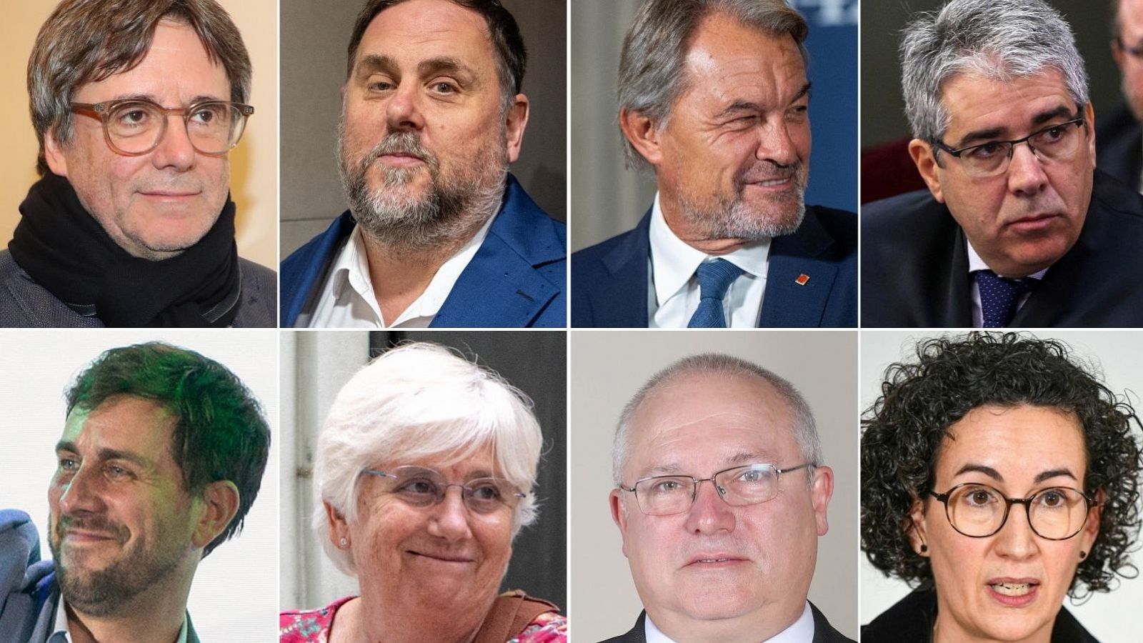 Carles Puigdemont, Oriol Junqueras, Artur Mas, Francesc Homs, Toni Comín, Clara Ponsatí, Lluís Puig i Marta Rovira