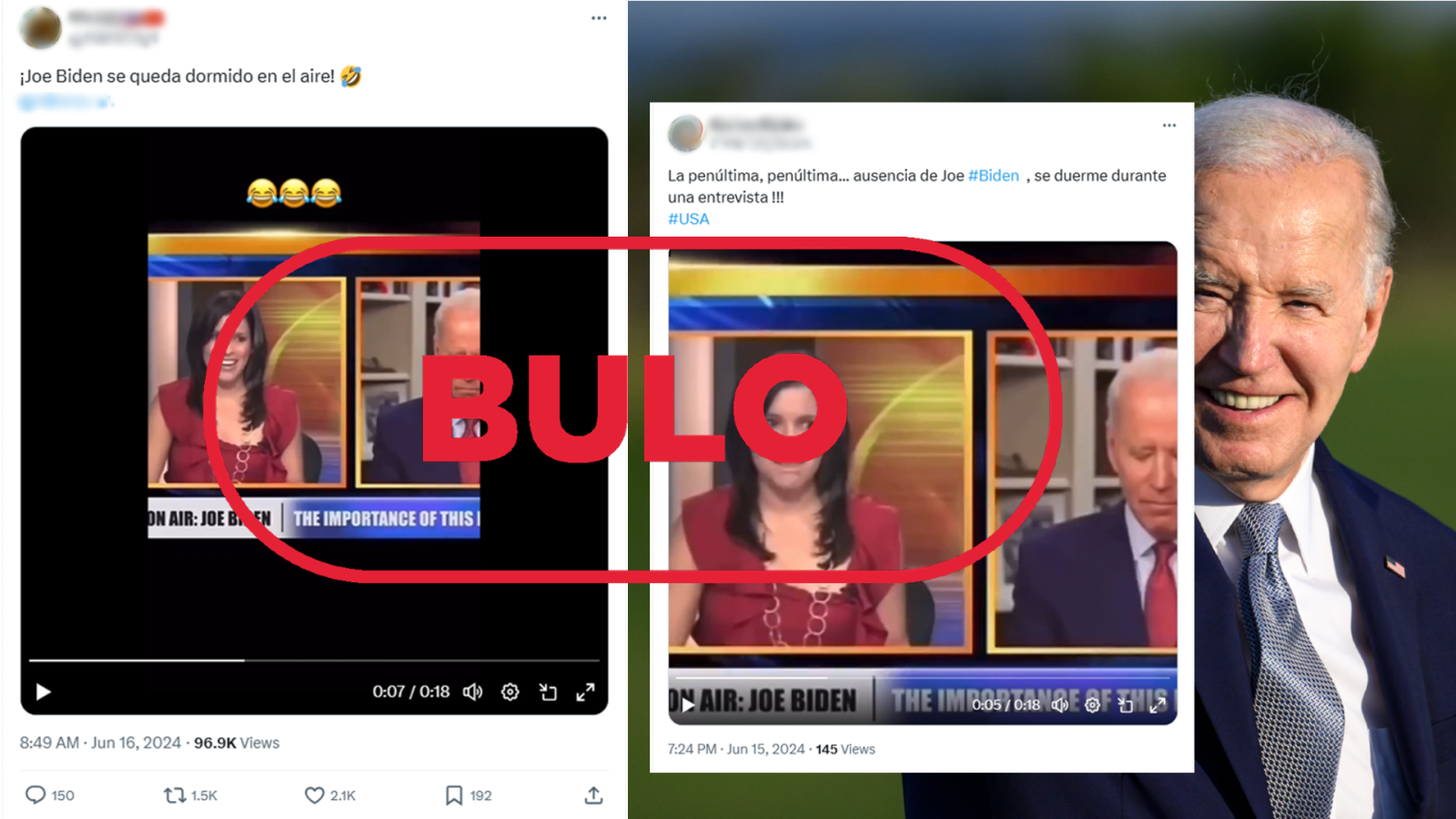 Este vídeo de Biden durmiendo durante una entrevista está manipulado