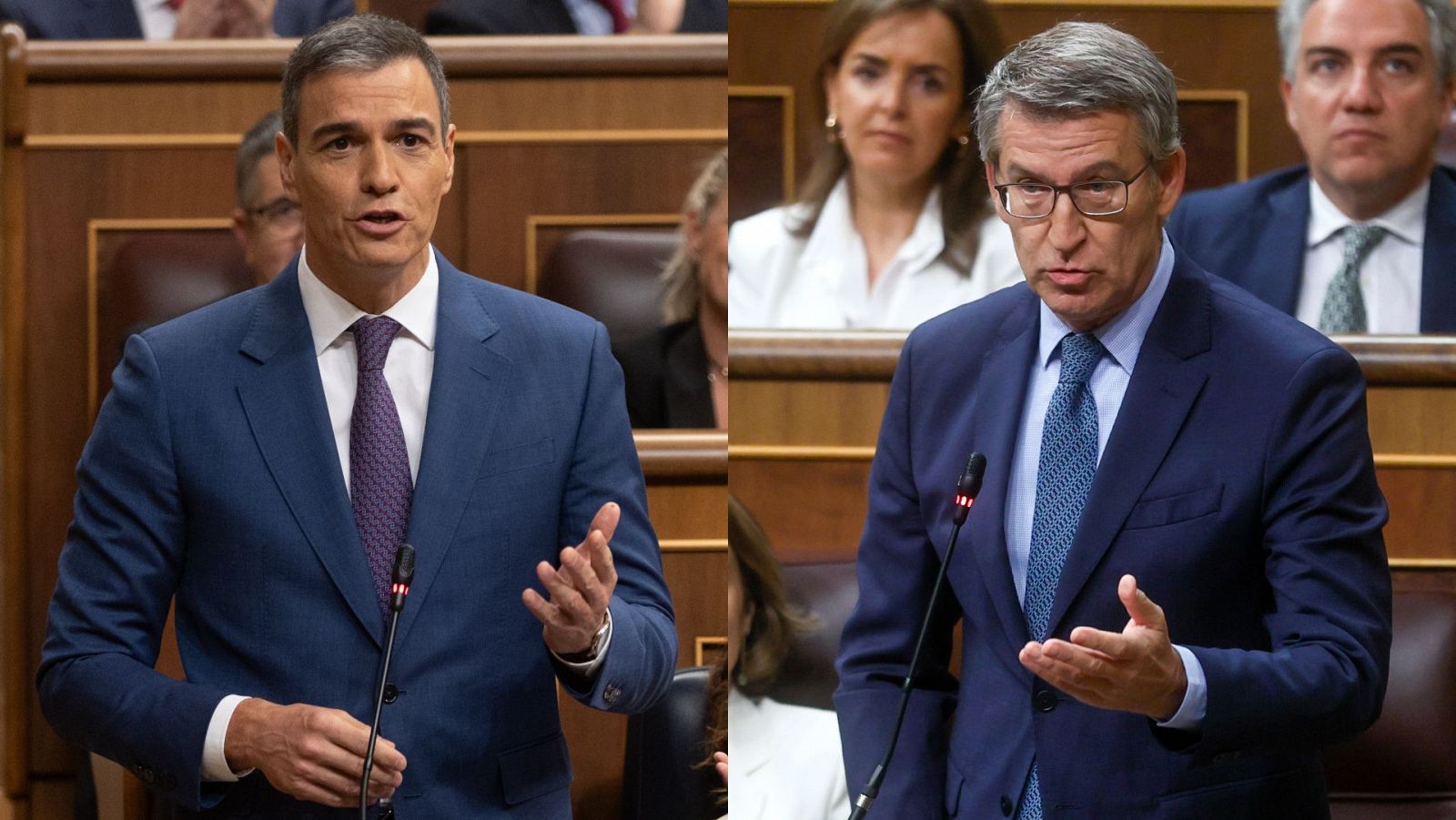 Pedro Sánchez y Alberto Núñez Feijóo, en el Congreso