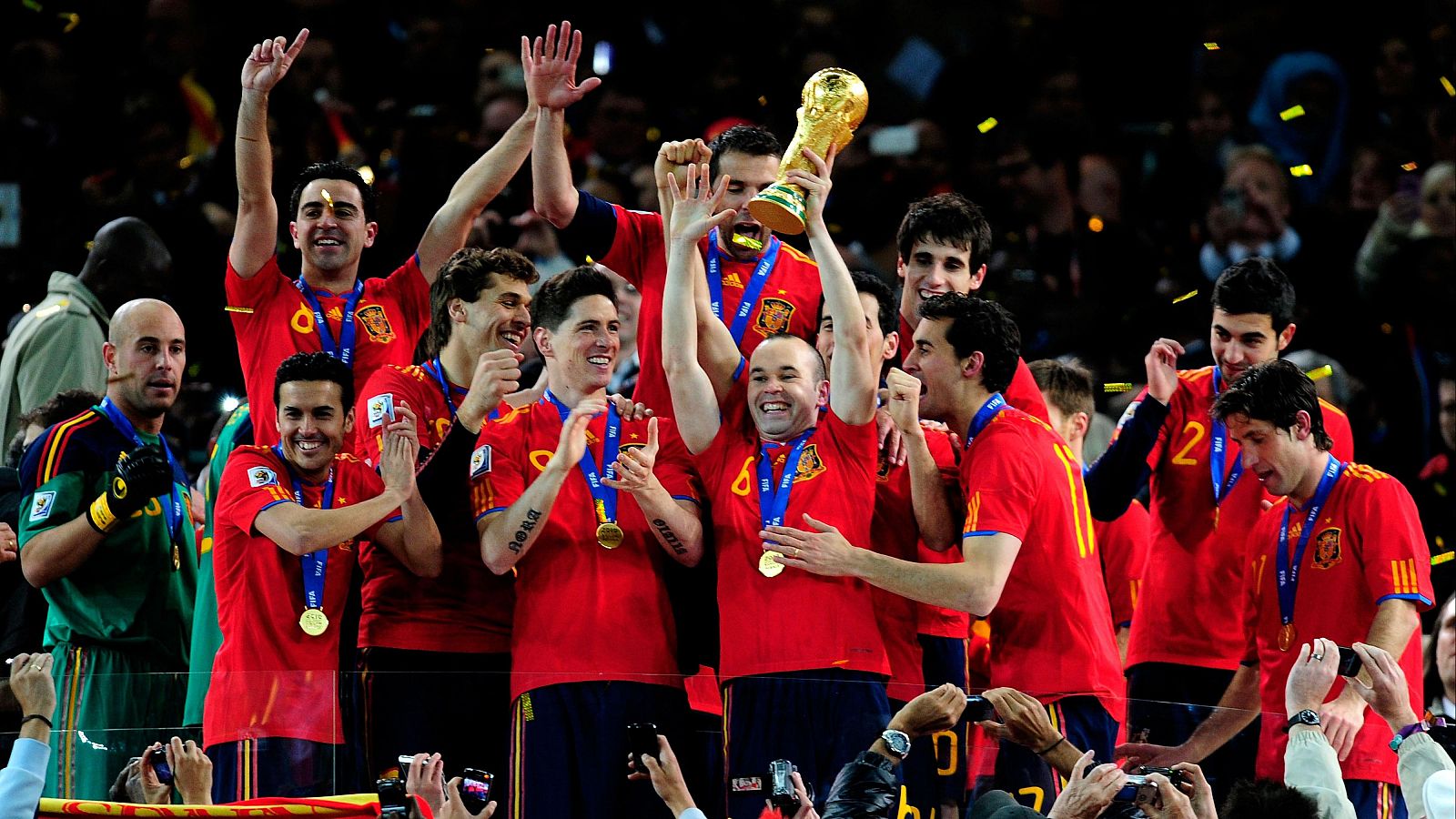 La Selección Española al ganar el Mundial de Sudáfrica 2010