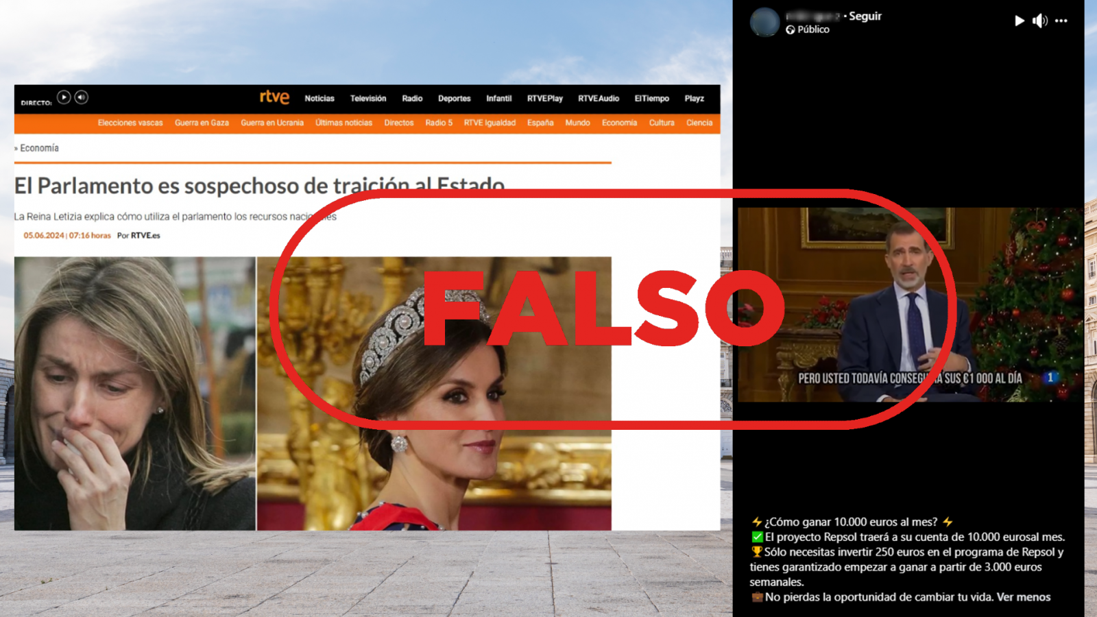 Los reyes de España no promocionan productos financieros en RTVE, es falso