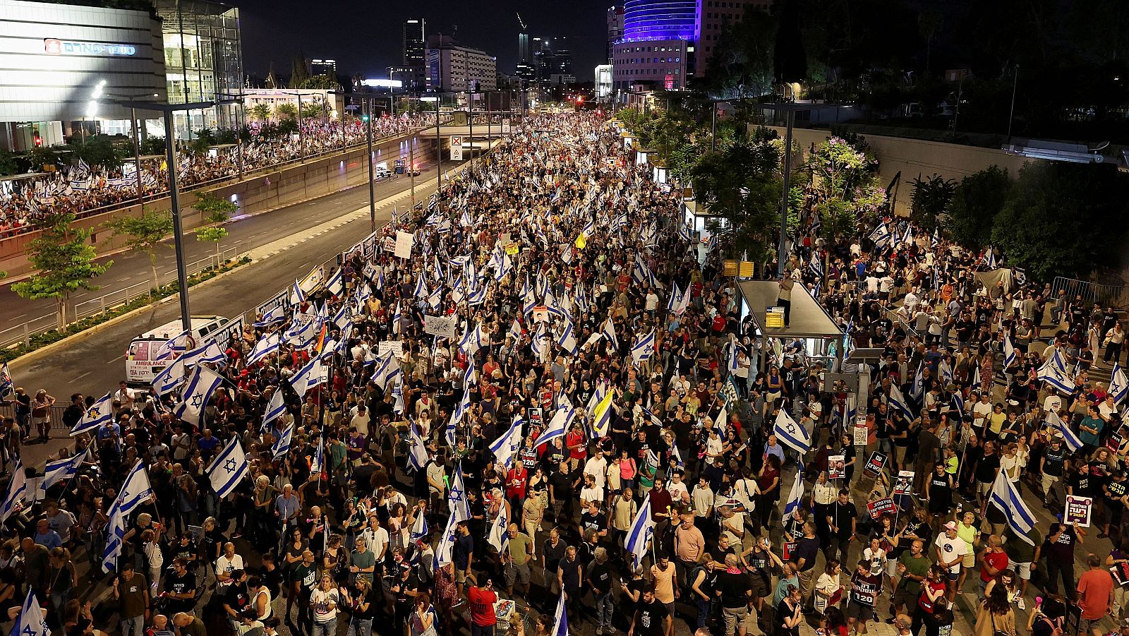Protestas en Israel contra la política de la Guerra que está llevando a cabo Netanyahu