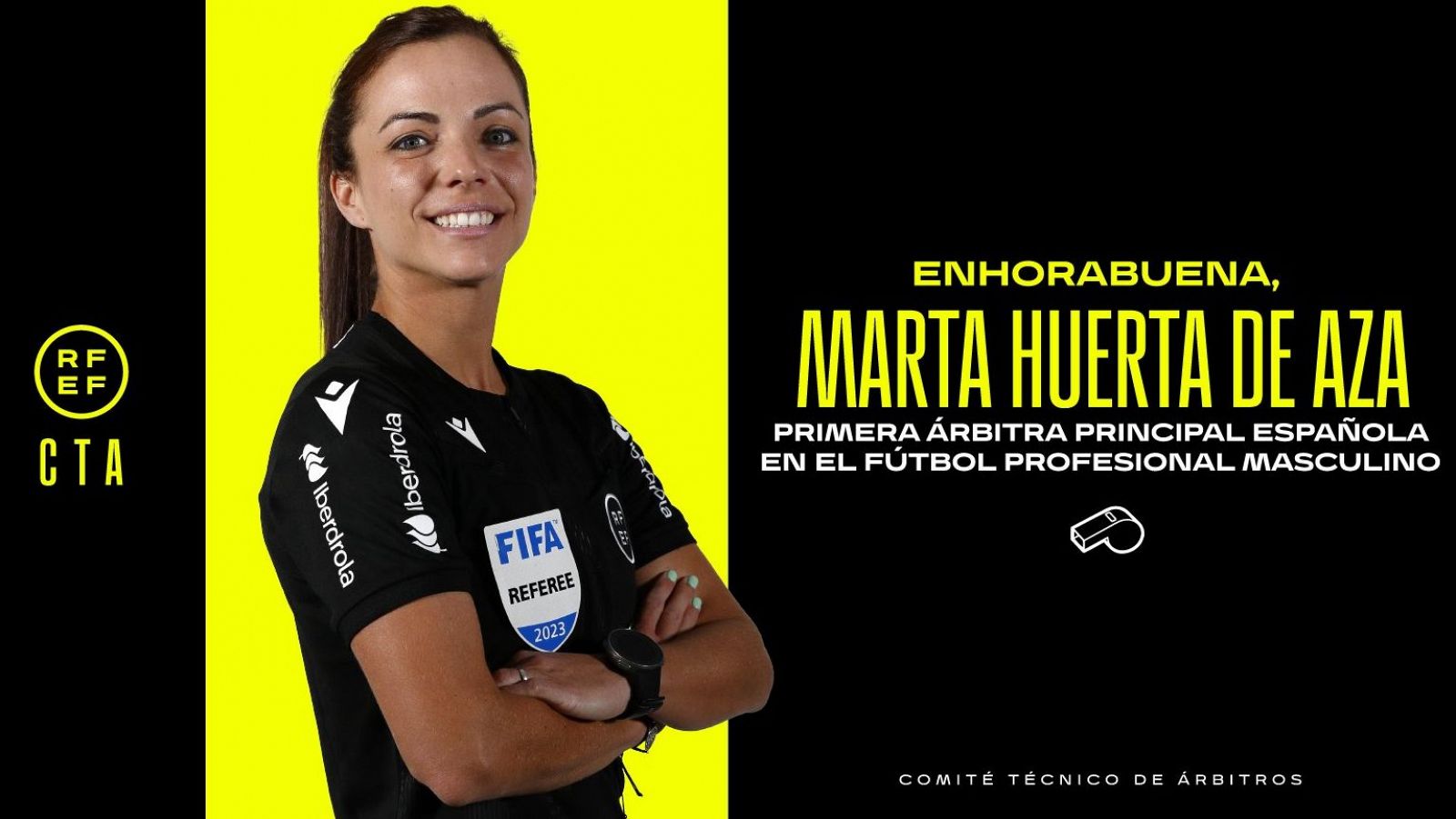 Marta Huerta de Haza, primera árbitra del fútbol profesional masculino.