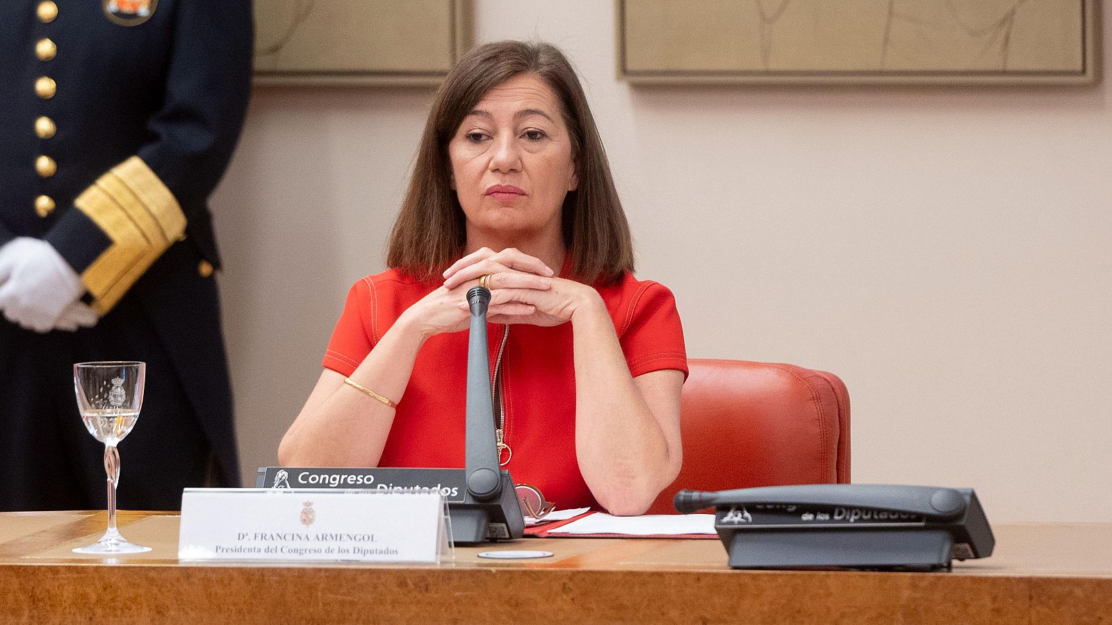 La presidenta del Congreso, Francina Armengol, durante el acto de entrega de la IV edición del ‘Premio 15 de junio’ a la concordia.